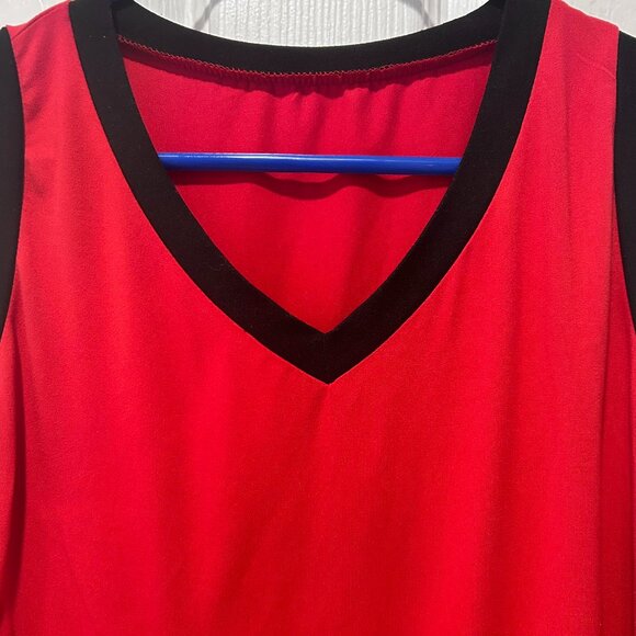 BRAND NEW Red Tank Top With Black V-Neckline and Arms NWT - Picture 4 of 4